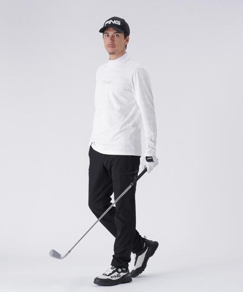 PING APPAREL】凸凹PLAYロゴジャカード長袖ハイネックシャツ