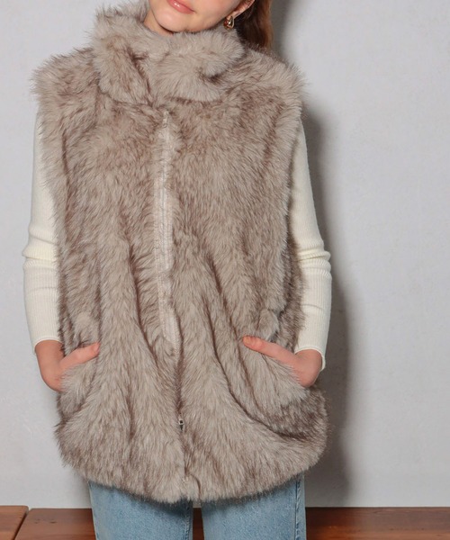 セール】ダブルジップロング丈ファーベスト（ベスト）｜GLAMOROUS JANE
