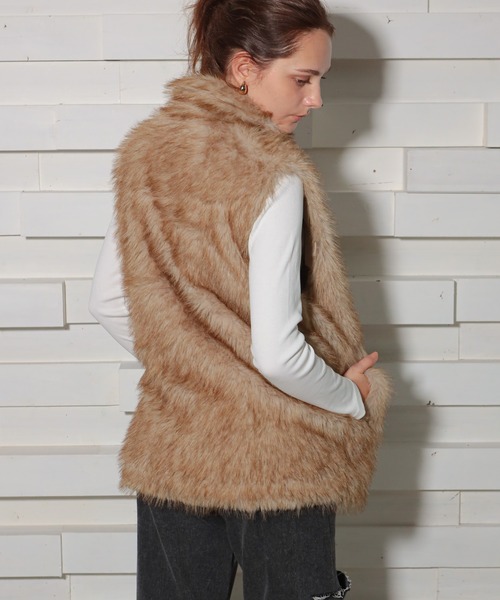 セール】ダブルジップロング丈ファーベスト（ベスト）｜GLAMOROUS JANE