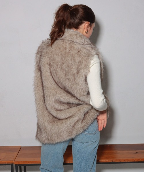 セール】ダブルジップロング丈ファーベスト（ベスト）｜GLAMOROUS JANE