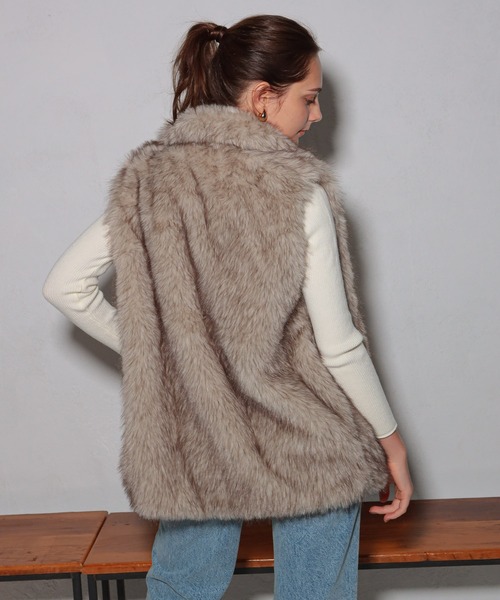 GLAMOROUS JANE（グラマラスジェーン）の「ダブルジップロング丈ファーベスト（ベスト・レディース・ベージュ/ブラウン/ライトベージュ/ライトブラウン/チャコールグレー・FREE）」の16枚目の写真