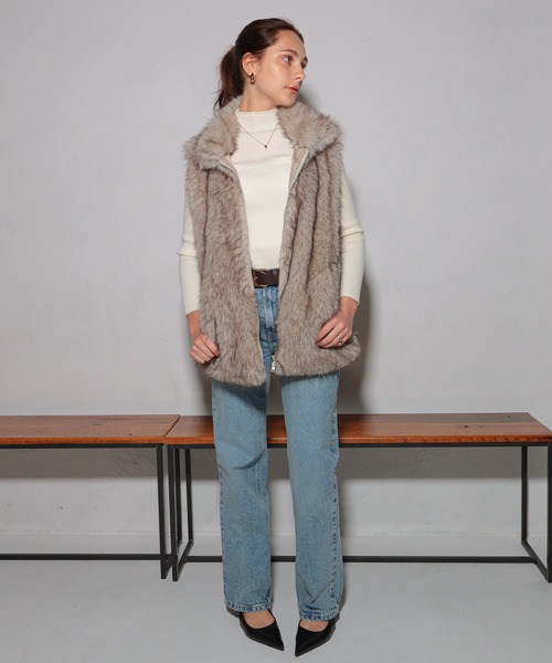 GLAMOROUS JANE（グラマラスジェーン）の「ダブルジップロング丈ファーベスト（ベスト・レディース・ベージュ/ブラウン/ライトベージュ/ライトブラウン/チャコールグレー・FREE）」の21枚目の写真