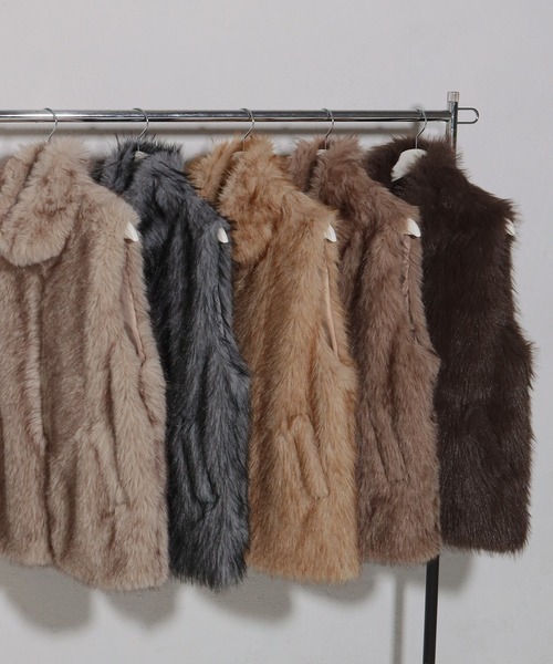 セール】ダブルジップロング丈ファーベスト（ベスト）｜GLAMOROUS JANE