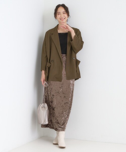 SHOO・LA・RUE(シューラルー)の「【S-LL/ひんやり】さらっとしたタッチが心地よい ダブルブレストジャケット(テーラードジャケット・レディース・ダークブラウン/ブラック・01/02/03/04)」の9枚目の写真