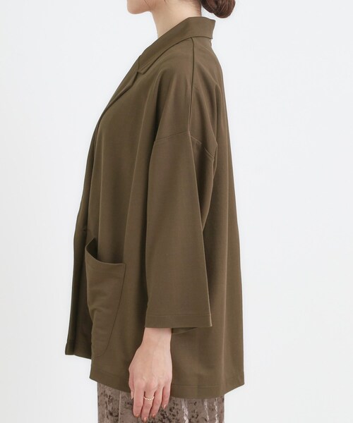 SHOO・LA・RUE(シューラルー)の「【S-LL/ひんやり】さらっとしたタッチが心地よい ダブルブレストジャケット(テーラードジャケット・レディース・ダークブラウン/ブラック・01/02/03/04)」の12枚目の写真