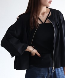sin.ca（シンカ）の「７分袖ノーカラーブルゾン（ノーカラージャケット）」