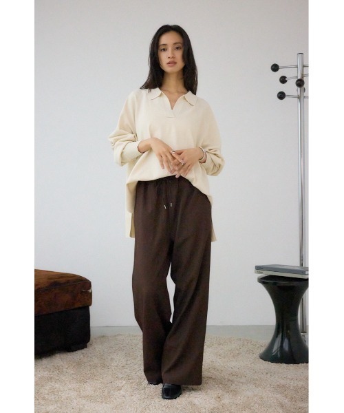 AZUL by moussy（アズールバイマウジー）の「ポロカラーフォルムニットプルオーバー（ニット/セーター・レディース・杢グレー/アイボリー/ブラック/ダークブルー・FREE）」の8枚目の写真