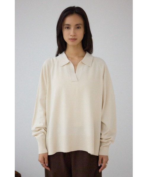 AZUL by moussy（アズールバイマウジー）の「ポロカラーフォルムニットプルオーバー（ニット/セーター・レディース・杢グレー/アイボリー/ブラック/ダークブルー・FREE）」の9枚目の写真