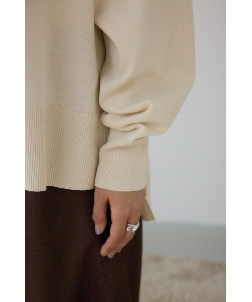 AZUL by moussy（アズールバイマウジー）の「ポロカラーフォルムニットプルオーバー（ニット/セーター・レディース・杢グレー/アイボリー/ブラック/ダークブルー・FREE）」の14枚目の写真