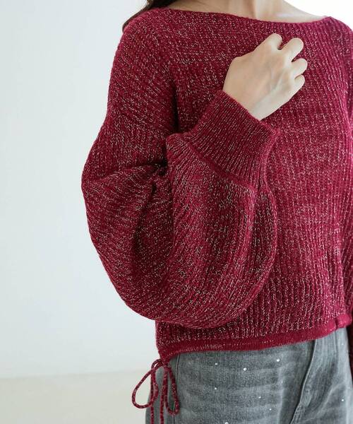 MAJESTIC LEGON(マジェスティックレゴン)の「キラキラドロストメッシュニット(ニット/セーター・レディース・ピンク/ボルドー/アイボリー/ブラック・MEDIUM)」の4枚目の写真