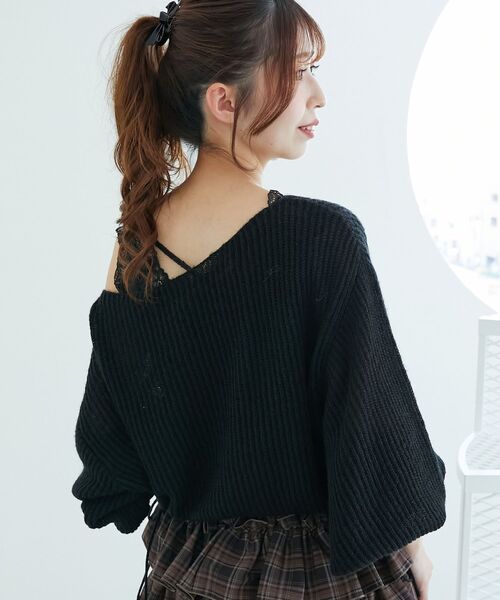 MAJESTIC LEGON(マジェスティックレゴン)の「キラキラドロストメッシュニット(ニット/セーター・レディース・ピンク/ボルドー/アイボリー/ブラック・MEDIUM)」の7枚目の写真