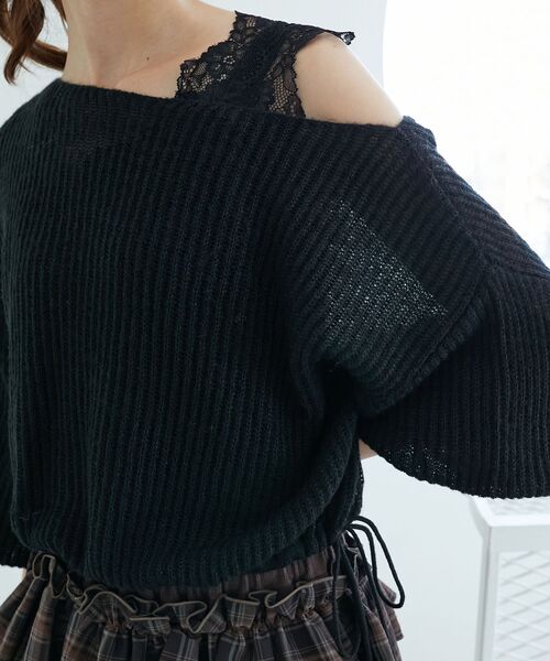 MAJESTIC LEGON(マジェスティックレゴン)の「キラキラドロストメッシュニット(ニット/セーター・レディース・ピンク/ボルドー/アイボリー/ブラック・MEDIUM)」の8枚目の写真