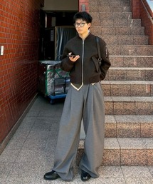 Chikashitsu +（チカシツプラス）の「【Chikashitsu +】over tuck slacks / 【チカシツプラス】オーバータックスラックス（スラックス）」