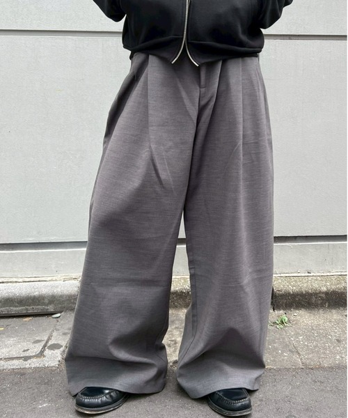 Chikashitsu +(チカシツプラス)の「【Chikashitsu +】over tuck slacks / 【チカシツプラス】オーバータックスラックス<着用動画あり>(スラックス・メンズ・ブラック/グレー・M/S/L)」の21枚目の写真