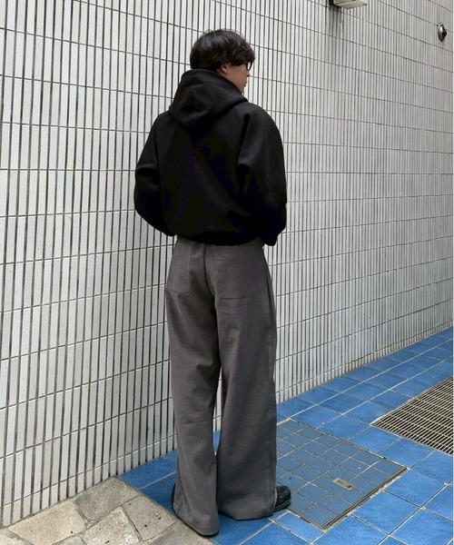 over tuck slacks 黒Sサイズ （chikashistu+） Chikashitsu +】over tuck slacks / 【チカシツプラス】オーバータック