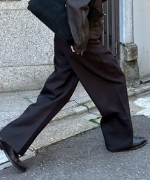 Chikashitsu +（チカシツプラス）の「【Chikashitsu +】over tuck slacks / 【チカシツプラス】オーバータックスラックス（スラックス）」
