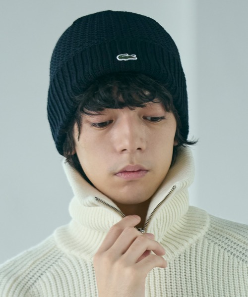 LACOSTE（ラコステ）の「ワンポイントウールニットキャップ（ニットキャップ/ビーニー・メンズ・ブラック/ダークグリーン/グレー・FREE）」の5枚目の写真
