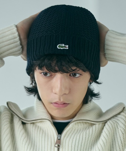LACOSTE（ラコステ）の「ワンポイントウールニットキャップ（ニットキャップ/ビーニー・メンズ・ブラック/ダークグリーン/グレー・FREE）」の6枚目の写真