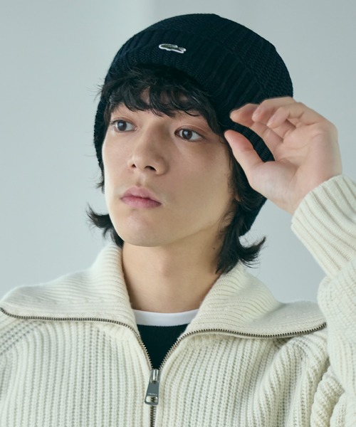 LACOSTE（ラコステ）の「ワンポイントウールニットキャップ（ニットキャップ/ビーニー・メンズ・ブラック/ダークグリーン/グレー・FREE）」の7枚目の写真