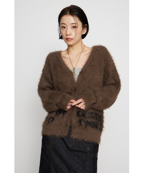 LAGUA GEM(ラグアジェム)の「LETTERING OVER KNIT カーディガン(カーディガン/ボレロ・レディース・ブラック/オフホワイト/ブラウン・FREE)」の4枚目の写真