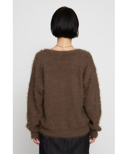 LAGUA GEM(ラグアジェム)の「LETTERING OVER KNIT カーディガン(カーディガン/ボレロ・レディース・ブラック/オフホワイト/ブラウン・FREE)」の9枚目の写真