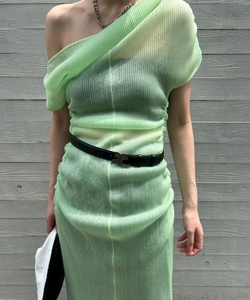 FETICO（フェティコ）の「FETICO SHEER GATHERED KNIT DRESS FTC252-0710（ワンピース・レディース・グリーン・1）」の3枚目の写真