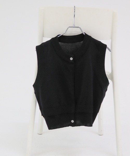 lit(リット)の「Hem Layered Knit Vest(ニット/セーター・レディース・ブラウン/ブラック/ライトベージュ・FREE)」の2枚目の写真