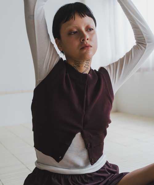 lit(リット)の「Hem Layered Knit Vest(ニット/セーター・レディース・ブラウン/ブラック/ライトベージュ・FREE)」の9枚目の写真