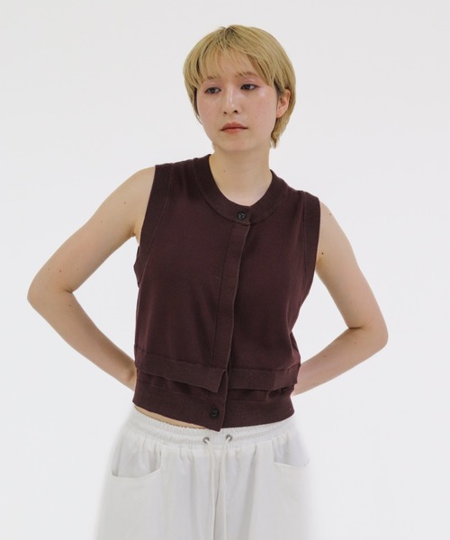 lit(リット)の「Hem Layered Knit Vest(ニット/セーター・レディース・ブラウン/ブラック/ライトベージュ・FREE)」の10枚目の写真