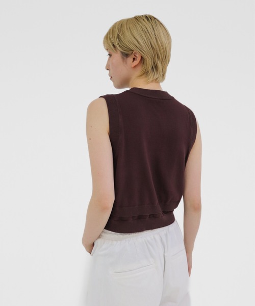 lit(リット)の「Hem Layered Knit Vest(ニット/セーター・レディース・ブラウン/ブラック/ライトベージュ・FREE)」の12枚目の写真