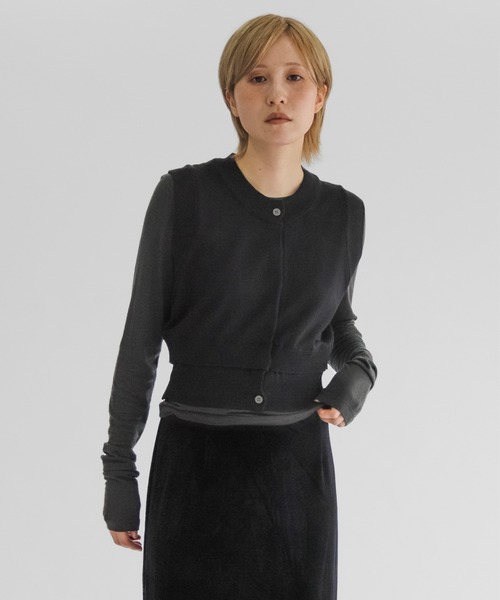 lit(リット)の「Hem Layered Knit Vest(ニット/セーター・レディース・ブラウン/ブラック/ライトベージュ・FREE)」の16枚目の写真