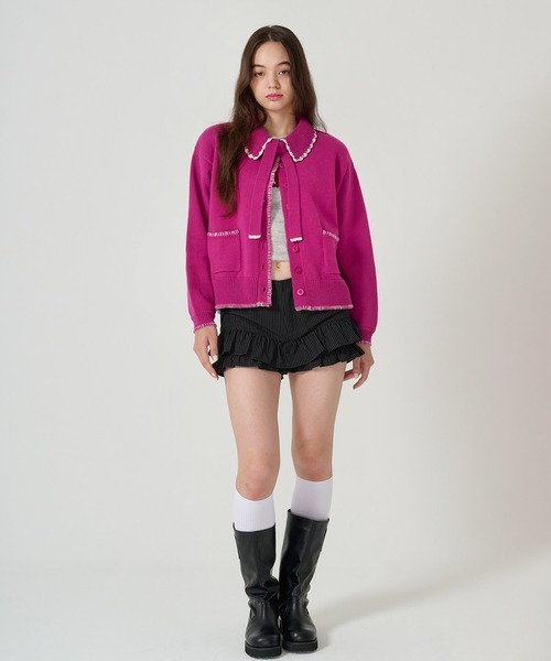 TINA：JOJUN（ティーナジョジュン）の「ハンドステッチ ニットジャケット TINA：JOJUN（その他アウター・レディース・アイボリー/プラム/グレー・M）」の15枚目の写真