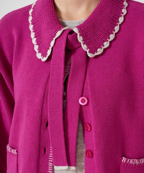TINA：JOJUN（ティーナジョジュン）の「ハンドステッチ ニットジャケット TINA：JOJUN（その他アウター・レディース・アイボリー/プラム/グレー・M）」の16枚目の写真