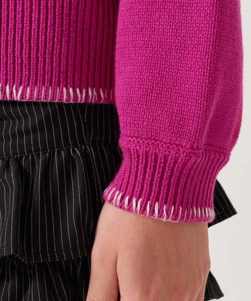 TINA：JOJUN（ティーナジョジュン）の「ハンドステッチ ニットジャケット TINA：JOJUN（その他アウター・レディース・アイボリー/プラム/グレー・M）」の18枚目の写真