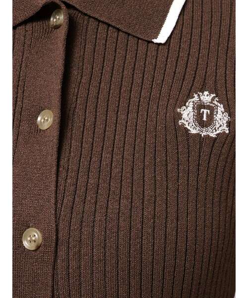 TONAL（トーナル）の「エンブレム刺繍ポロニットワンピース（ワンピース・レディース・ライトブルー/ネイビー/ブラウン・MEDIUM）」の5枚目の写真