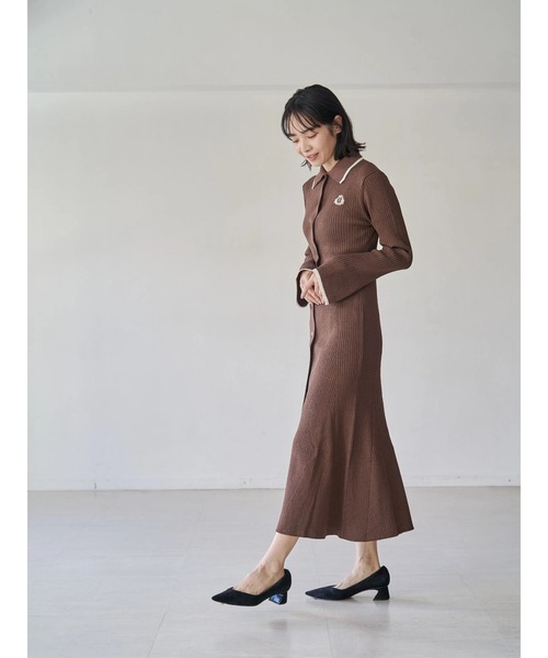 セール】エンブレム刺繍ポロニットワンピース（ワンピース）｜TONAL