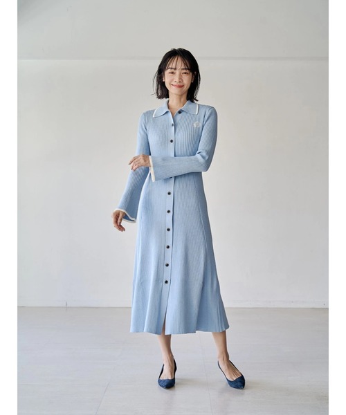 TONAL（トーナル）の「エンブレム刺繍ポロニットワンピース（ワンピース・レディース・ライトブルー/ネイビー/ブラウン・MEDIUM）」の22枚目の写真