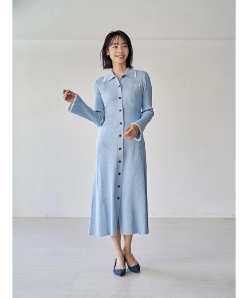 TONAL（トーナル）の「エンブレム刺繍ポロニットワンピース（ワンピース・レディース・ライトブルー/ネイビー/ブラウン・MEDIUM）」の21枚目の写真