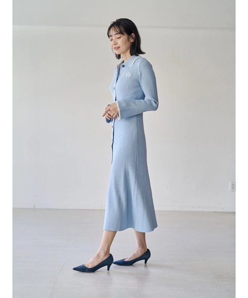 TONAL（トーナル）の「エンブレム刺繍ポロニットワンピース（ワンピース・レディース・ライトブルー/ネイビー/ブラウン・MEDIUM）」の20枚目の写真