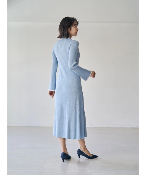 TONAL（トーナル）の「エンブレム刺繍ポロニットワンピース（ワンピース・レディース・ライトブルー/ネイビー/ブラウン・MEDIUM）」の19枚目の写真