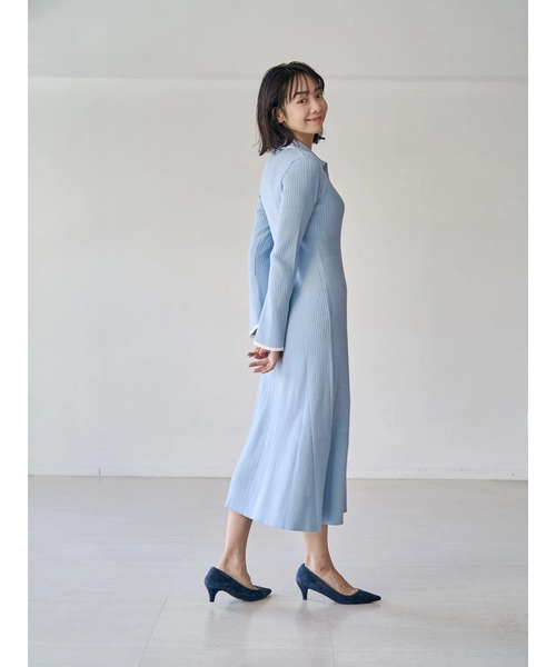 TONAL（トーナル）の「エンブレム刺繍ポロニットワンピース（ワンピース・レディース・ライトブルー/ネイビー/ブラウン・MEDIUM）」の18枚目の写真