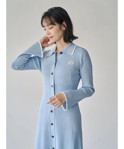 TONAL（トーナル）の「エンブレム刺繍ポロニットワンピース（ワンピース・レディース・ライトブルー/ネイビー/ブラウン・MEDIUM）」の17枚目の写真