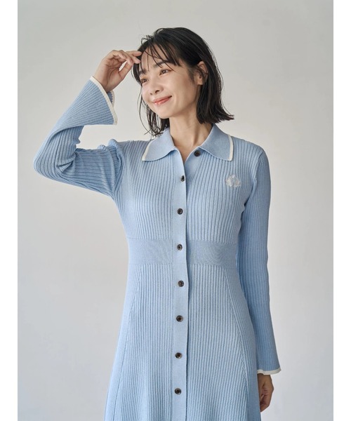 TONAL（トーナル）の「エンブレム刺繍ポロニットワンピース（ワンピース・レディース・ライトブルー/ネイビー/ブラウン・MEDIUM）」の16枚目の写真