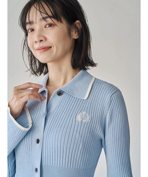 TONAL（トーナル）の「エンブレム刺繍ポロニットワンピース（ワンピース・レディース・ライトブルー/ネイビー/ブラウン・MEDIUM）」の14枚目の写真