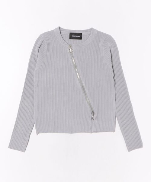 INASTUDIOS(イーナストゥディオス)の「フロントジップ リブニットカットソー レディース(Tシャツ/カットソー・レディース・ブラック/パープル/ピンク/グレー/ブルー/ホワイト・FREE)」の14枚目の写真