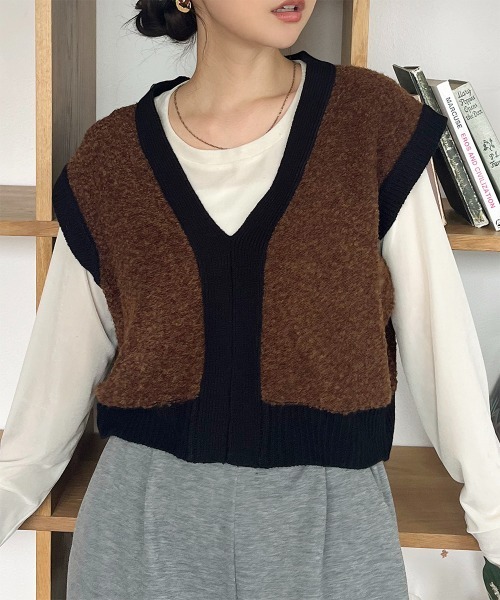 Mal. rerereさん　カシミア混　ニットベスト Mal. rerereさん カシミア混 ニットベスト