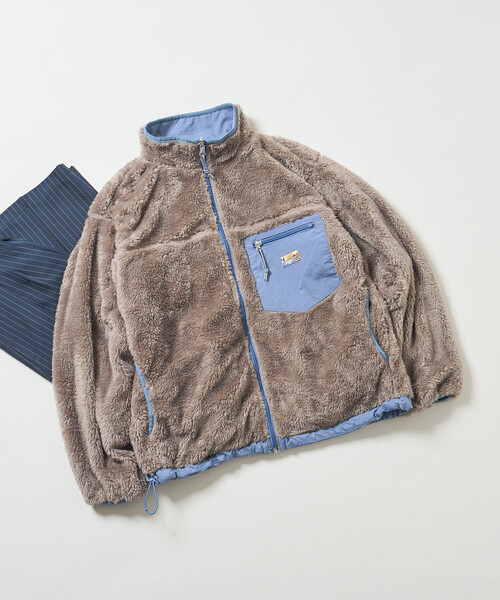 配色 リバーシブル ボアジャケット/裏ボア ナイロンブルゾン（ブルゾン