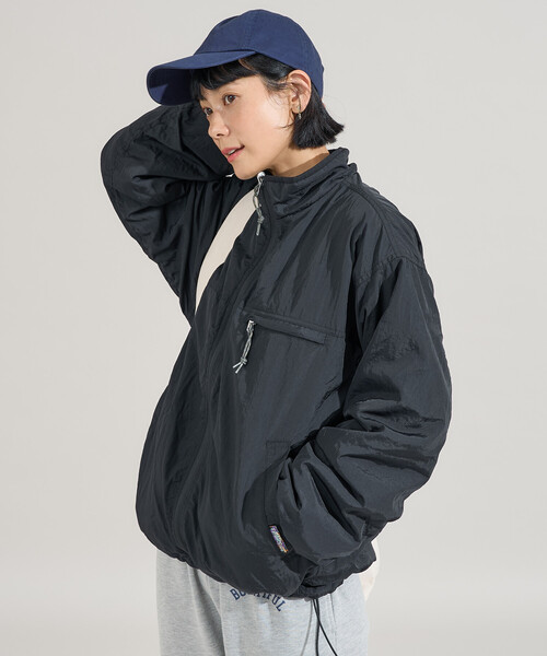 配色 リバーシブル ボアジャケット/裏ボア ナイロンブルゾン（ブルゾン