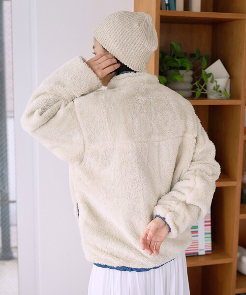 セール】配色 リバーシブル ボアジャケット/裏ボア ナイロンブルゾン