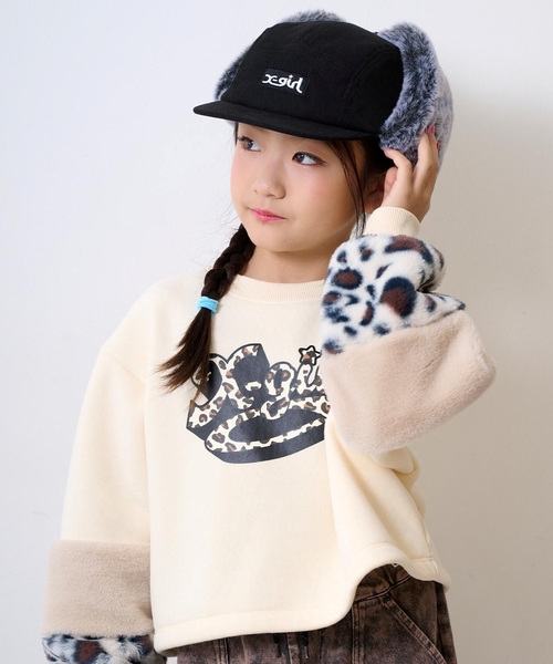 X-girl Stages（エックスガールステージス）の「スウェード風フライトキャップ（キャップ・キッズ・ブラック/ラベンダー・52-56cm/S(48-52cm)）」の15枚目の写真